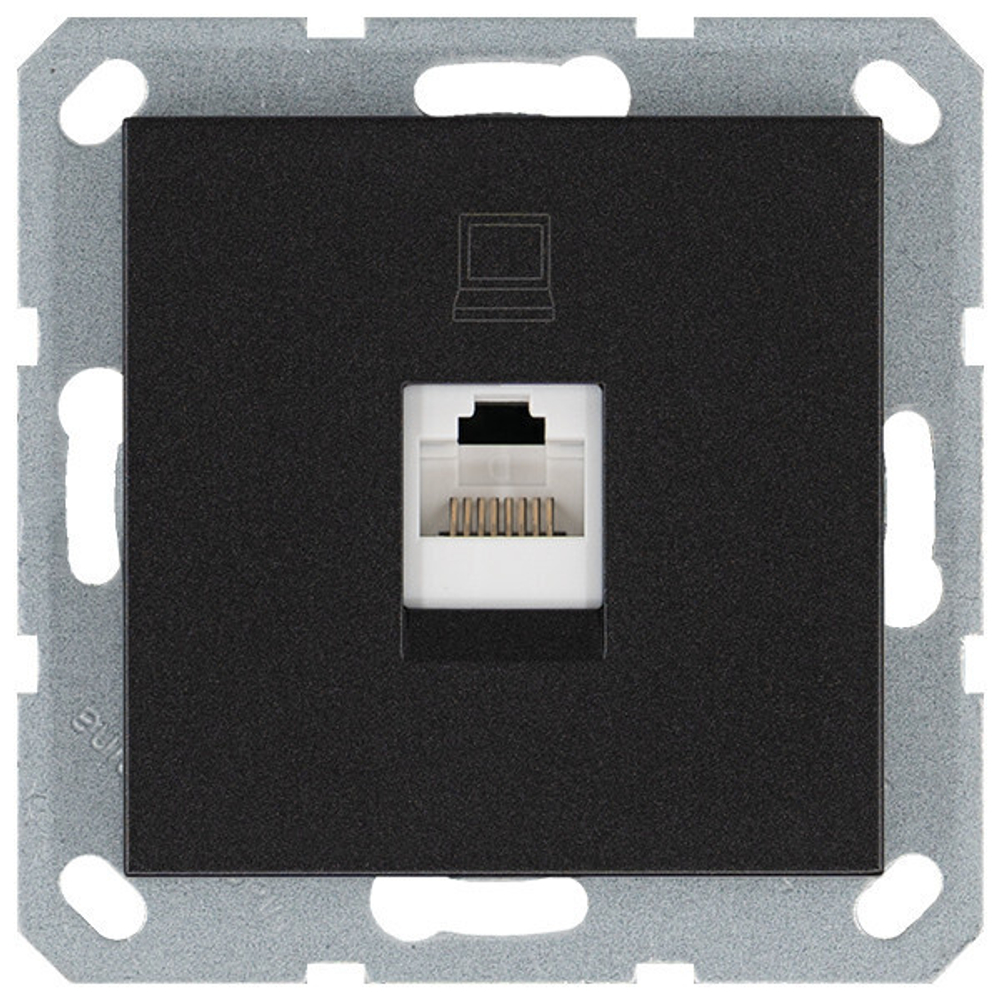 Интернет-розетка RJ45 с накладкой, цвет Антрацит