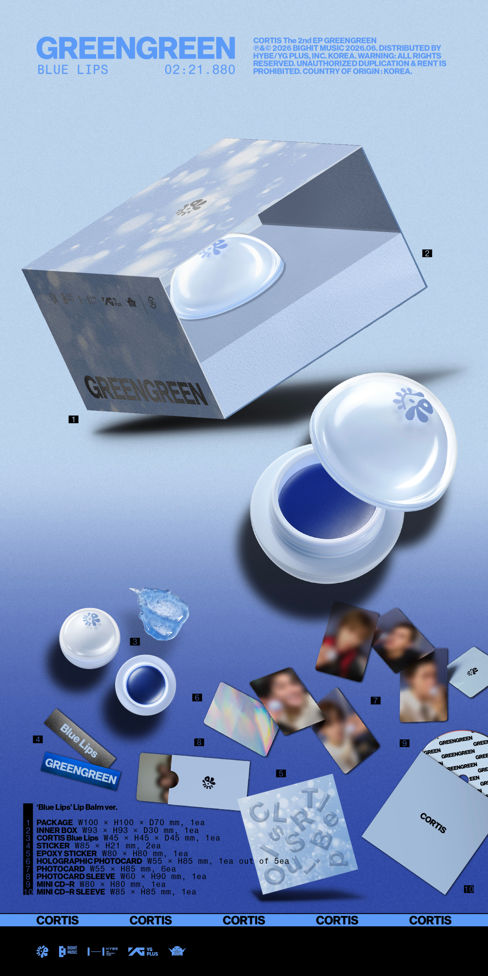 Альбом CORTIS - GREENGREEN ('Blue Lips' Lip Balm ver.)