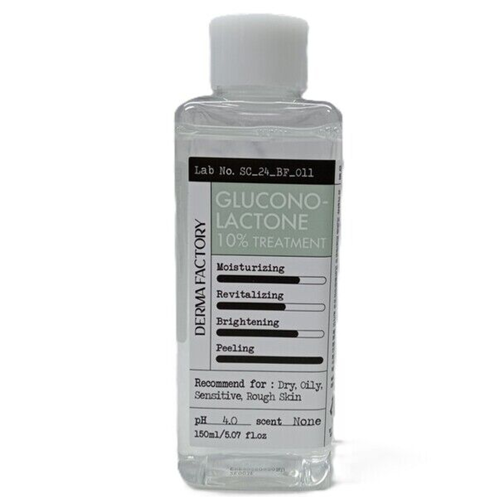 Отшелушивающий тонер-эссенция для лица с глюконолактоном Derma Factory Gluconolactone 10% Treatment, 150мл