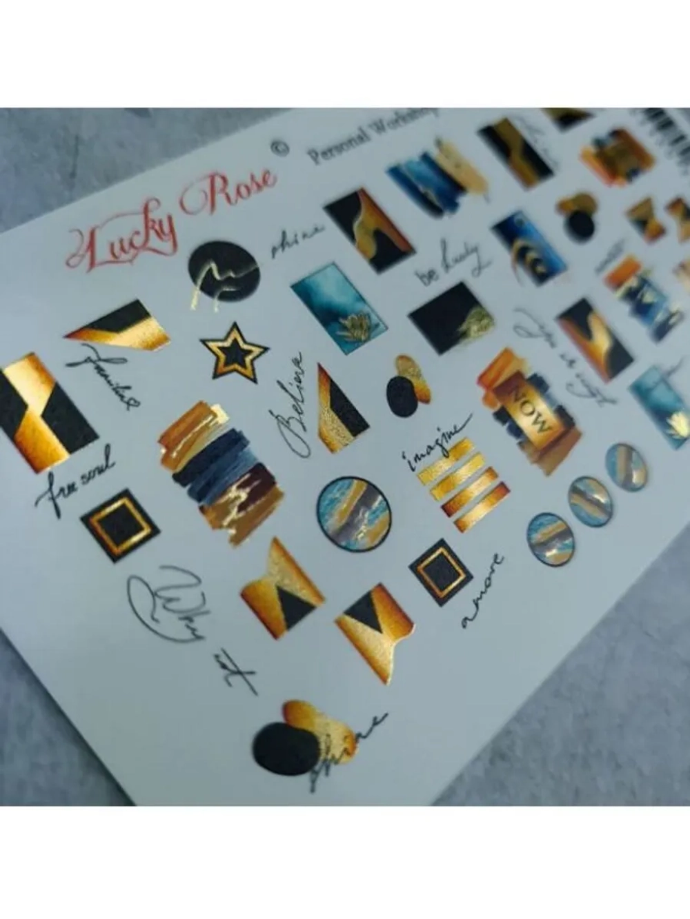 Lucky Rose Слайдеры наклейки для длинных ногтей Foil 079