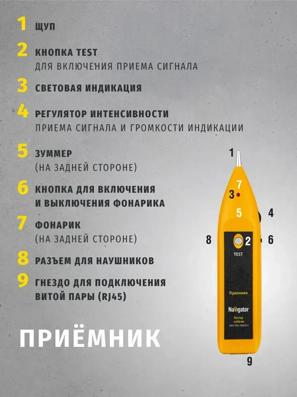 Тестер Navigator 93 595 NMT-Ti01-MS6812, трассоискатель, в кейсе