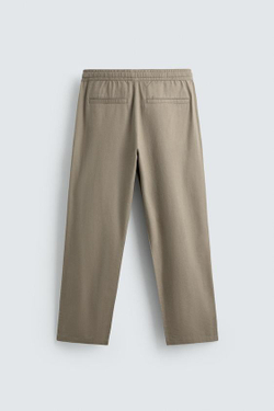 ZARA БРЮКИ RELAXED FIT ИЗ СМЕСИ ХЛОПКА, ЗЕЛЕНЫЙ