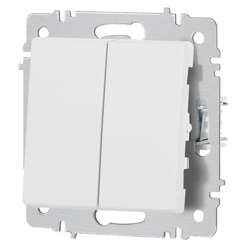 Выключатель Intro Accent 6-104-01М двойной, 10А-250В, IP20, СУ, AL/CU, белый матовый