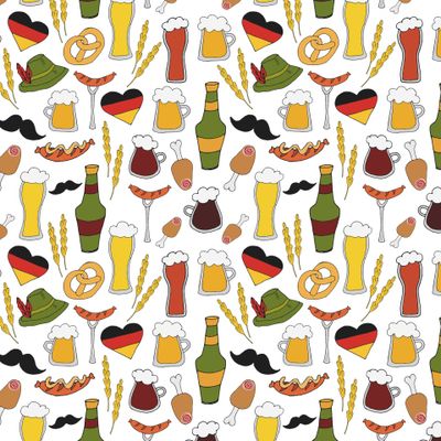 Пиво, закуски, крендель, флаг Германии - Октоберфест