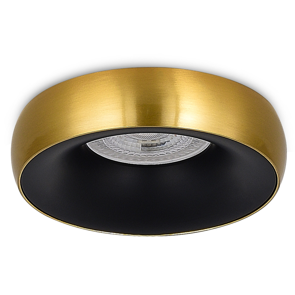 Светильник встраиваемый, GU10, D95xH35мм, IP20, латунное основание, черный плафон, без лампы