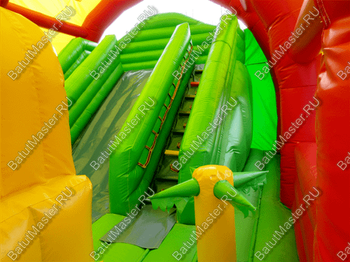 Надувной батут "Страна Сафария-2" с крышей и высокими горками 13*7*6 м