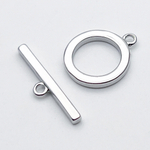 Замок-тоггл, цвет серебро (родий), размер 13*15 + 20*5 мм, цена за 1 шт