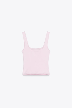 ZARA ТОП С ШИРОКИМИ БРЕТЕЛЯМИ, РОЗОВЫЙ