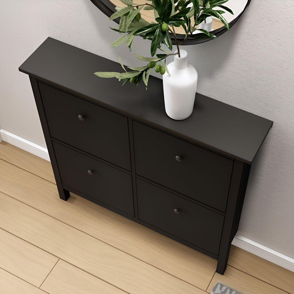 IKEA Обувница 3 ящ, HEMNES 89х127х30, черная/св-коричневая, из массива сосны, КЫМОР (ХЕМНЭС ИКЕА)