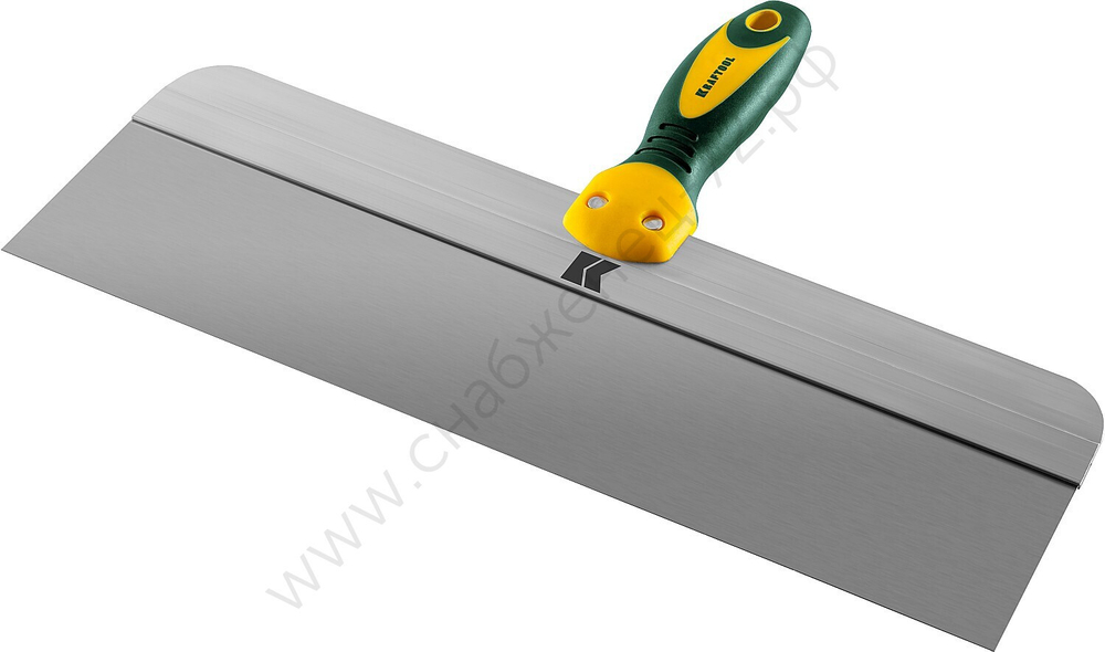 KRAFTOOL 400 мм, широкое полотно алюминиевая направляющая двухкомпонентная ручка, нержавеющий, Фасадный шпатель (10036-400)