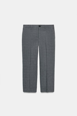 ZARA БРЮКИ ПРЯМОГО КРОЯ В КЛЕТКУ — ZW COLLECTION, СЕРЫЙ