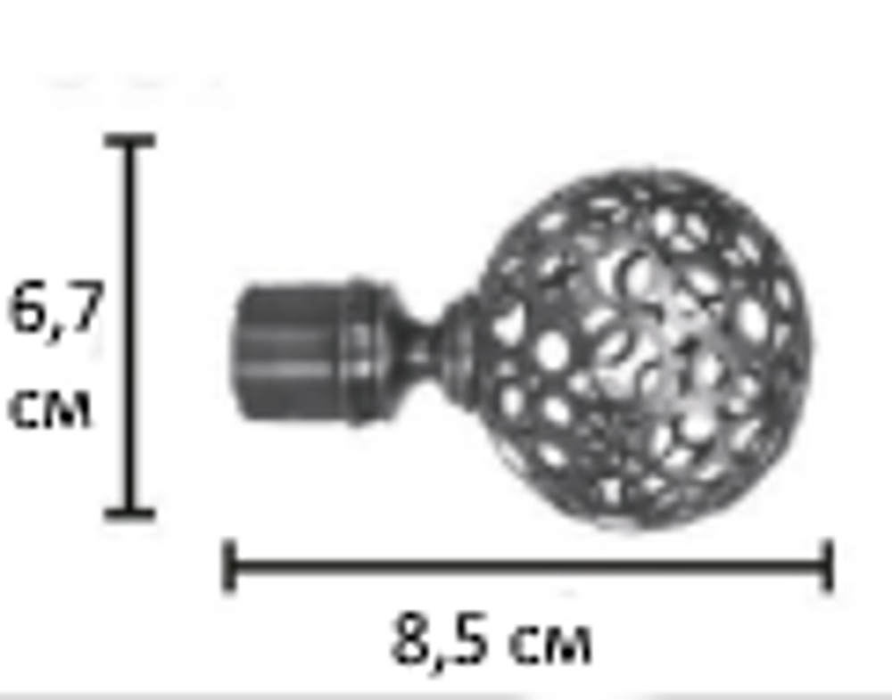 Наконечники "Шар ажурный" кованых карнизов для штор d25 мм, цвет шоколад