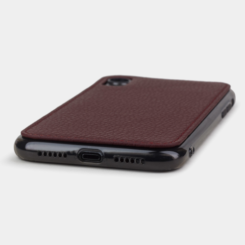 Чехол-накладка для iPhone XR из натуральной кожи теленка, бордового цвета
