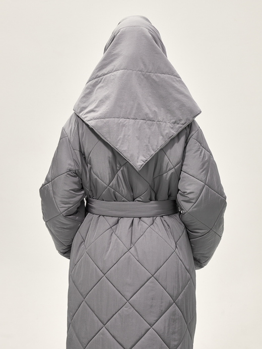 Утепленный платок "Косынка". Серый