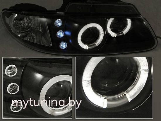 Передние фары angel eyes black для Chrysler Voyager / Dodge Caravan