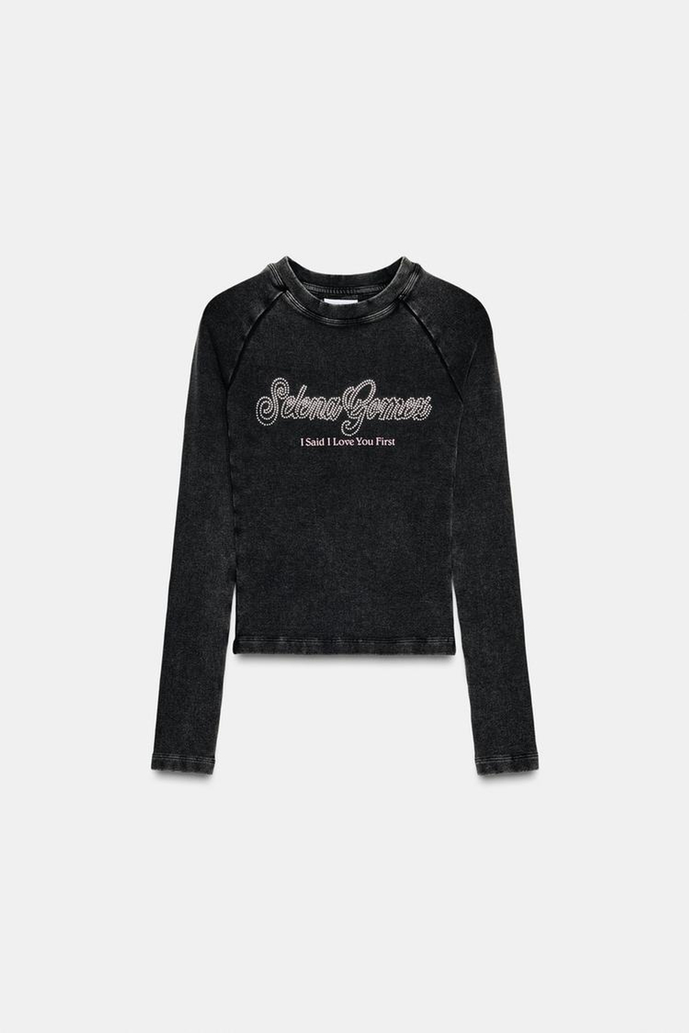 ZARA ФУТБОЛКА В РУБЧИК SELENA GOMEZ, АНТРАЦИТОВО-СЕРЫЙ