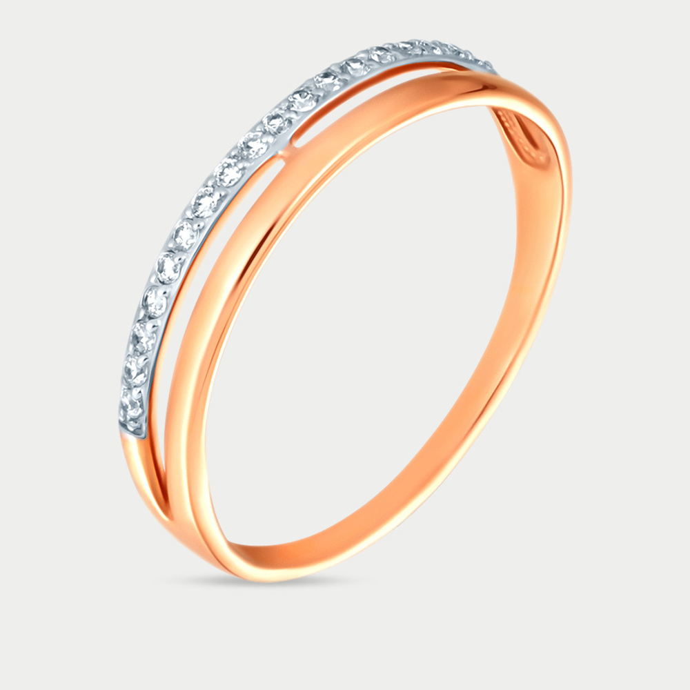 Кольцо женское из розового золота 585 пробы с фианитами (арт. 017151)