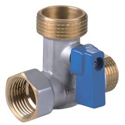 Кран VIEIR угл. 3-х проход.для стир-маш. латунь 1/2х3/4х1/2 (100/10) VER343