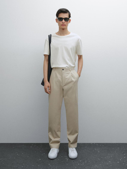 Massimo Dutti Футболка из 100% хлопка, натуральный, кремовый