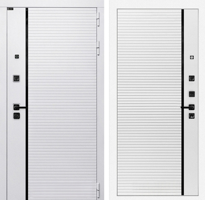 Входная дверь Белый софт с черной вставкой - 1093