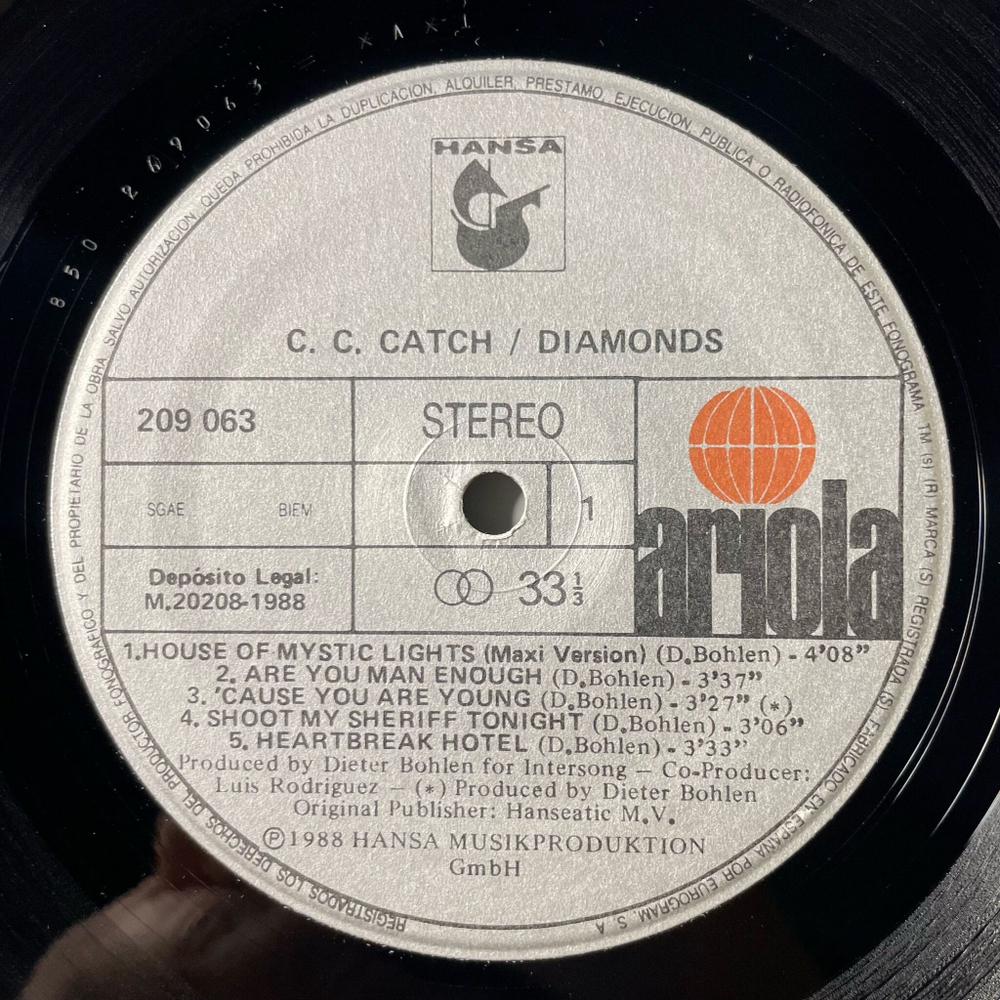 Винтажная виниловая пластинка LP C.C. Catch Diamonds Her Greatest Hits (Испания 1988) Heartbreak Hotel