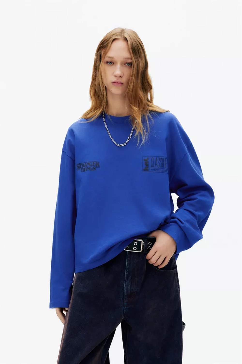PULL&BEAR Футболка "Stranger Things ", синий