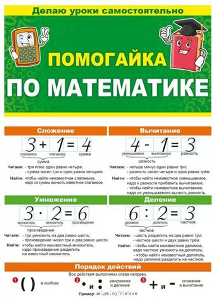Шпаргалка 210*150мм "Помогайка по математике"