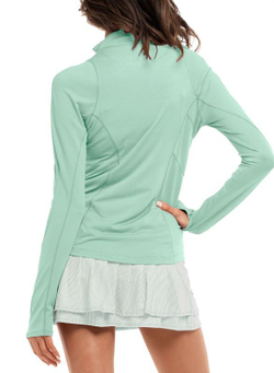 Женская теннисная футболка (dł. Рукава) Lucky in Love Avant Garde 1.0 Architect 1/4 Zip Long Sleeve - зеленый