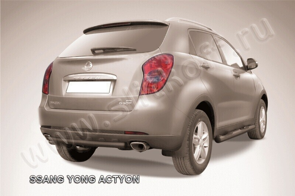 Защита заднего бампера SsangYong Actyon (2010-2013) d57 короткая черная