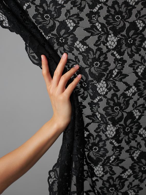 Кружевное неэластичное полотно, арт. M150, черный 170