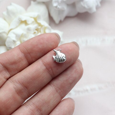 п208-р Подвеска "Рыбка полосатая" 11*10мм, родий