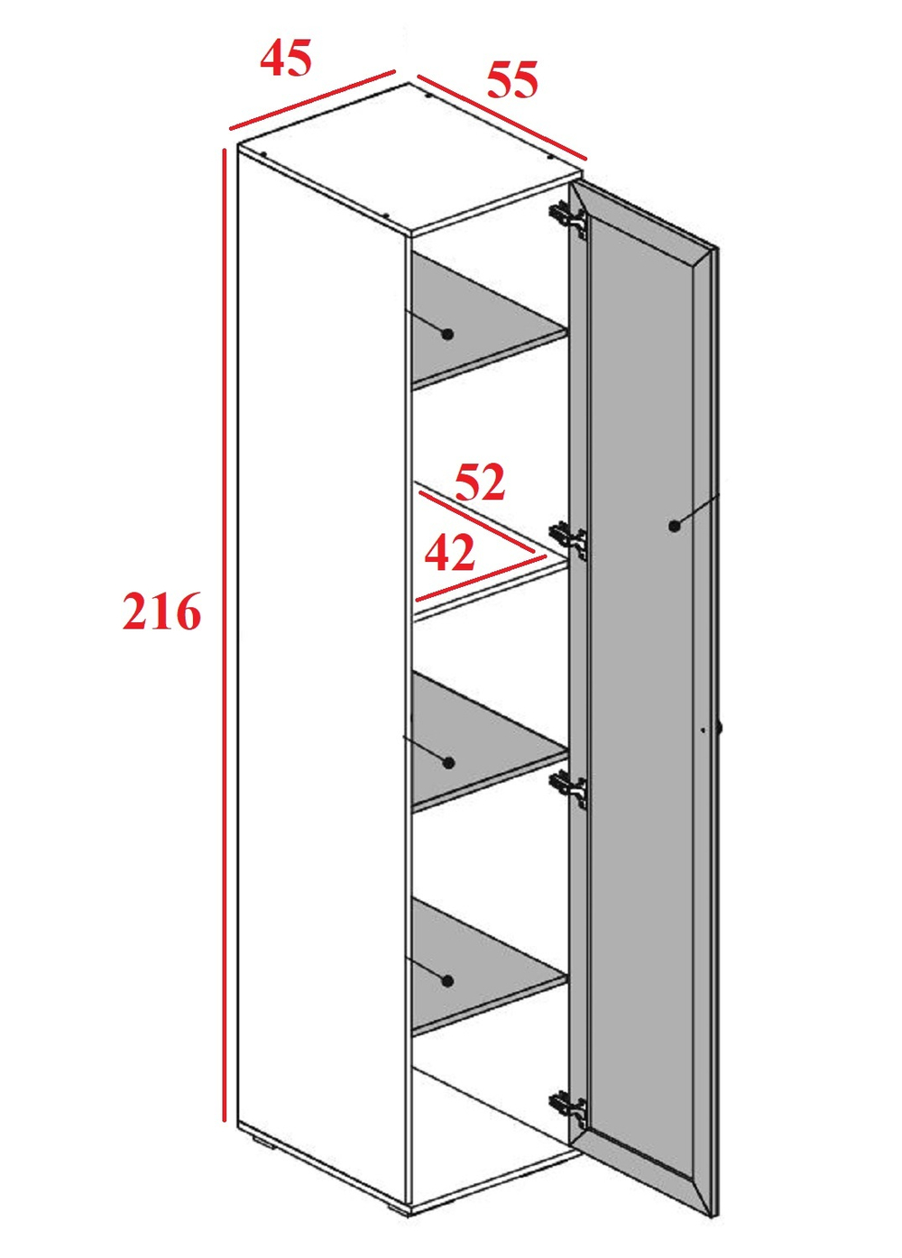 Пенал с полками правый РШ-22 Ричард, Ясень анкор светлый