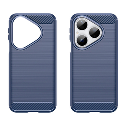 Чехол синего цвета на Huawei Pura 80, мягкий отклик кнопок, серия Carbon (с дизайном под карбон) от Caseport