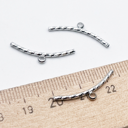 Бусина-бейл, цвет серебро (родий), размер 25*4 мм, цена за 1 шт