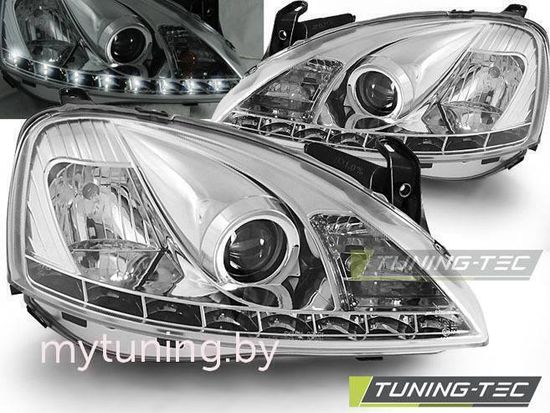 Передние фары Opel Corsa C daylight chrome