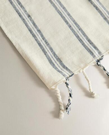 ZARA HOME ПЛЯЖНОЕ ПОЛОТЕНЦЕ ПАРЕО В ПОЛОСКУ, ТЕМНО-СИНИЙ