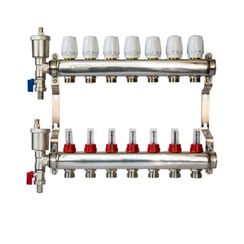 Коллектор ZOTA 7 расходомеры воздухоотводчик сливной клапан нержавеющая сталь 34339