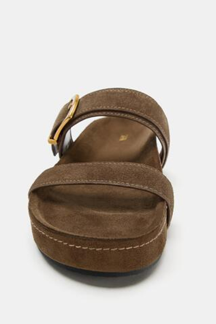 ZARA БОСОНОЖКИ ИЗ СПИЛКА НА ПЛАТФОРМЕ, КОРИЧНЕВЫЙ