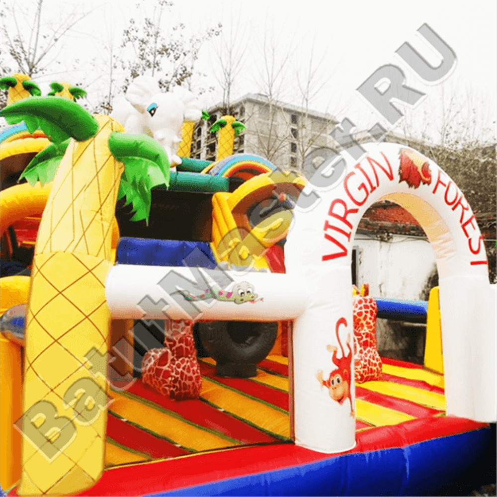 Коммерческий надувной батут "Слоник с двумя переходами"