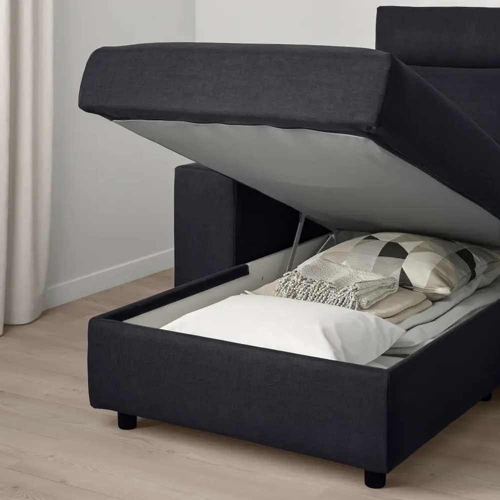 Диван угловой 2-местный - IKEA VIMLE, 266х98/164х83 см, черный, ВИМЛЕ ИКЕА