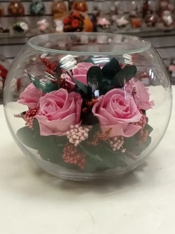 натуральные розы в стекле, вакуум*