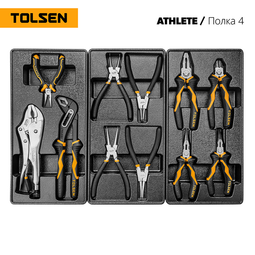 TOLSEN (TT85412-189) Набор инструментов 189 предметов, "ATHLETE", для тележки, 15 ложементов