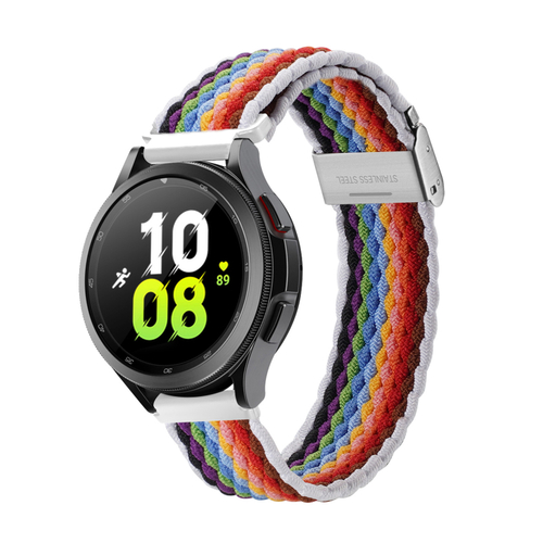 Эластичный ремешок светлый с разноцветными вставками (PaleStripes) от Dux Ducis для смарт часов Samsung Galaxy Watch 45 и 46мм (размер крепления 22мм), серия Mixture II Series