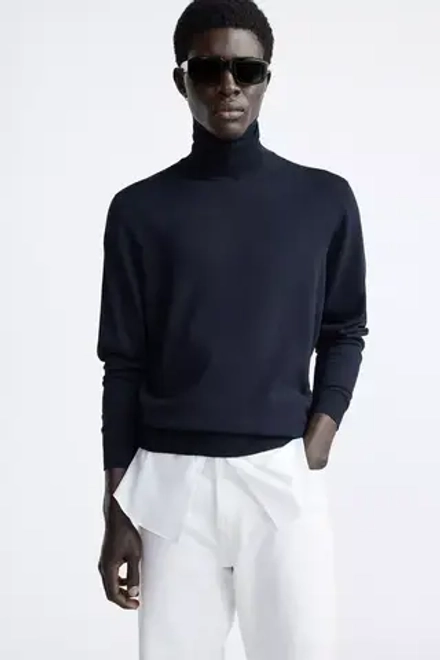 ZARA СВИТЕР ИЗ СМЕСОВОЙ ВИСКОЗЫ, МОРСКОЙ СИНИЙ
