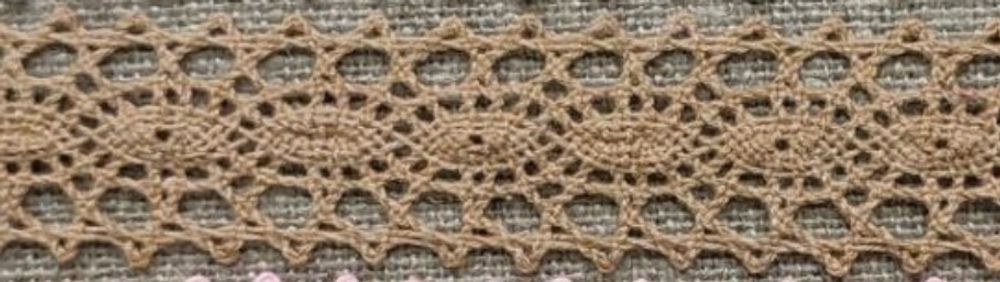 Кружево хлопковое/Тесьма вязаная 19.01.047, ш. 1,9-2 см, св.коричневый