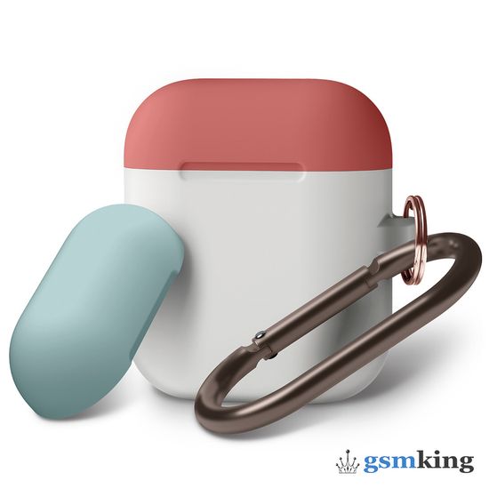 Duo Hang Case for AirPods 1/2 [Body - Nightglow Blue, Top - Italian Rose, Coral Blue]