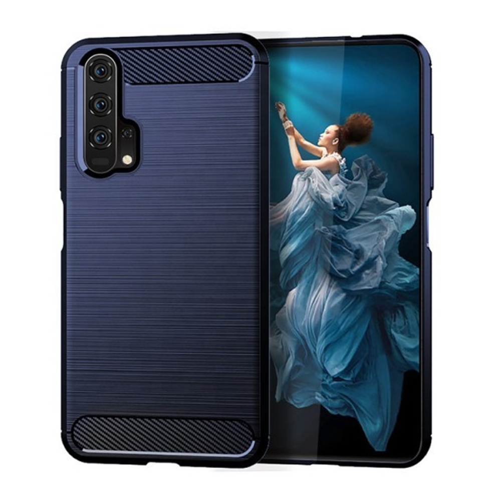 Темно-синий чехол для Huawei Honor 20 Pro (Honor 20S и Huawei Nova 5T), серии Carbon (карбон стиль) от Caseport