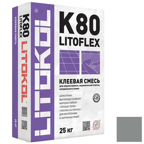 Клей Litokol LitoFlex K80 для плитки и камня серый 25 кг