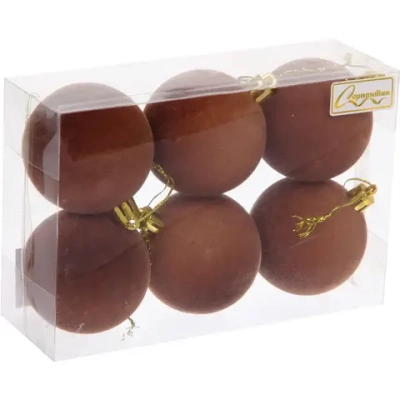 Набор шаров VELOUR «Нежный бархат» 6 см (набор 6 шт), Кофейный