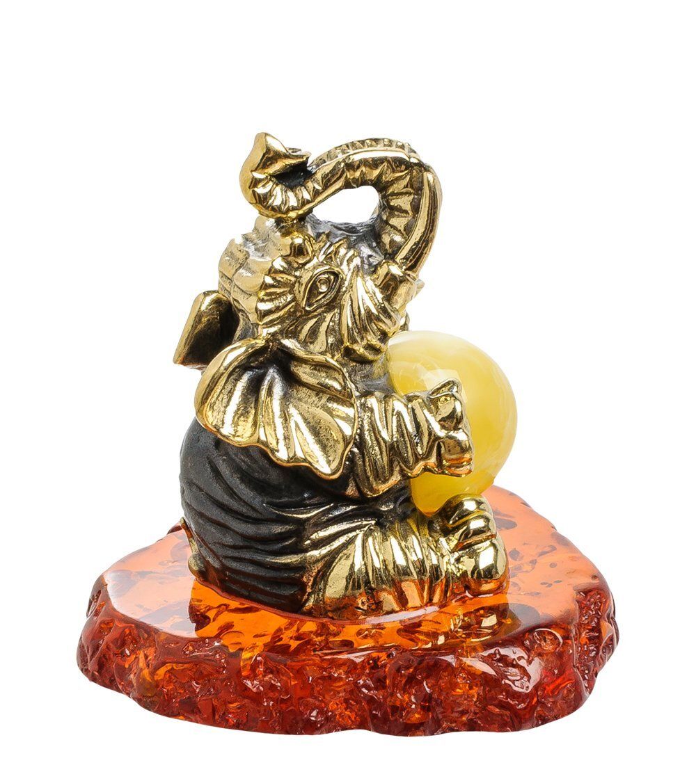 Народные промыслы AM-1527 Фигурка «Слон Цирковой» (латунь, янтарь)